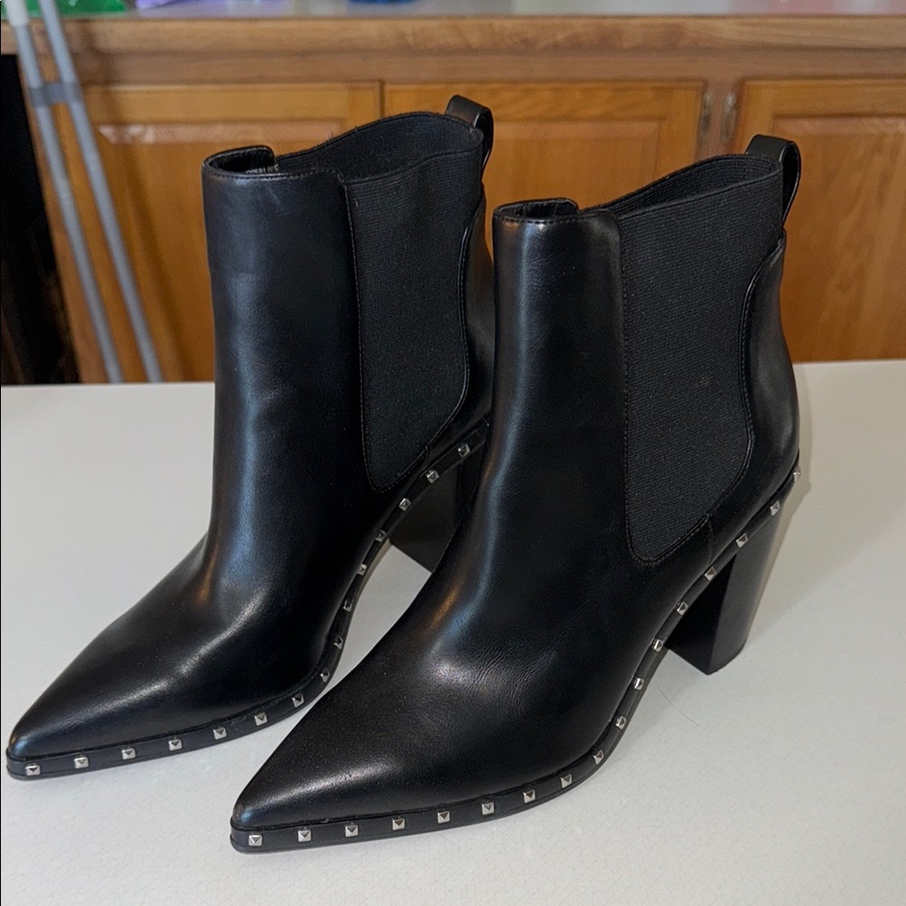 Charles By Charles David Black Ankle Booties with Studded Detailing